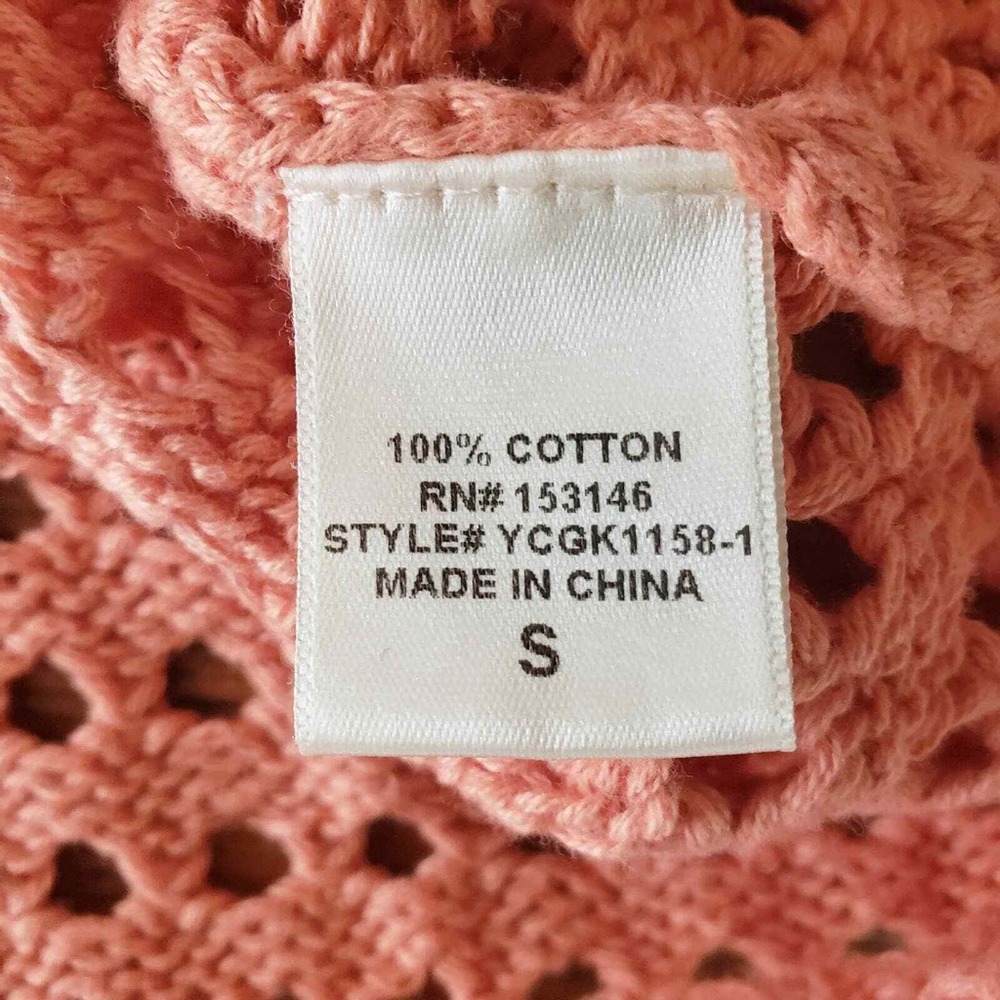 NWT Good Luck Gem  Peach‎ Ombre Cotton Open Weave Sweater Size Small Oversized - Picture 6 of 8